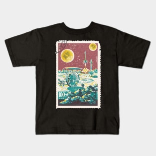 Mission To Mars Sci Fi Vintage Postal Stamp Space Kids T-Shirt